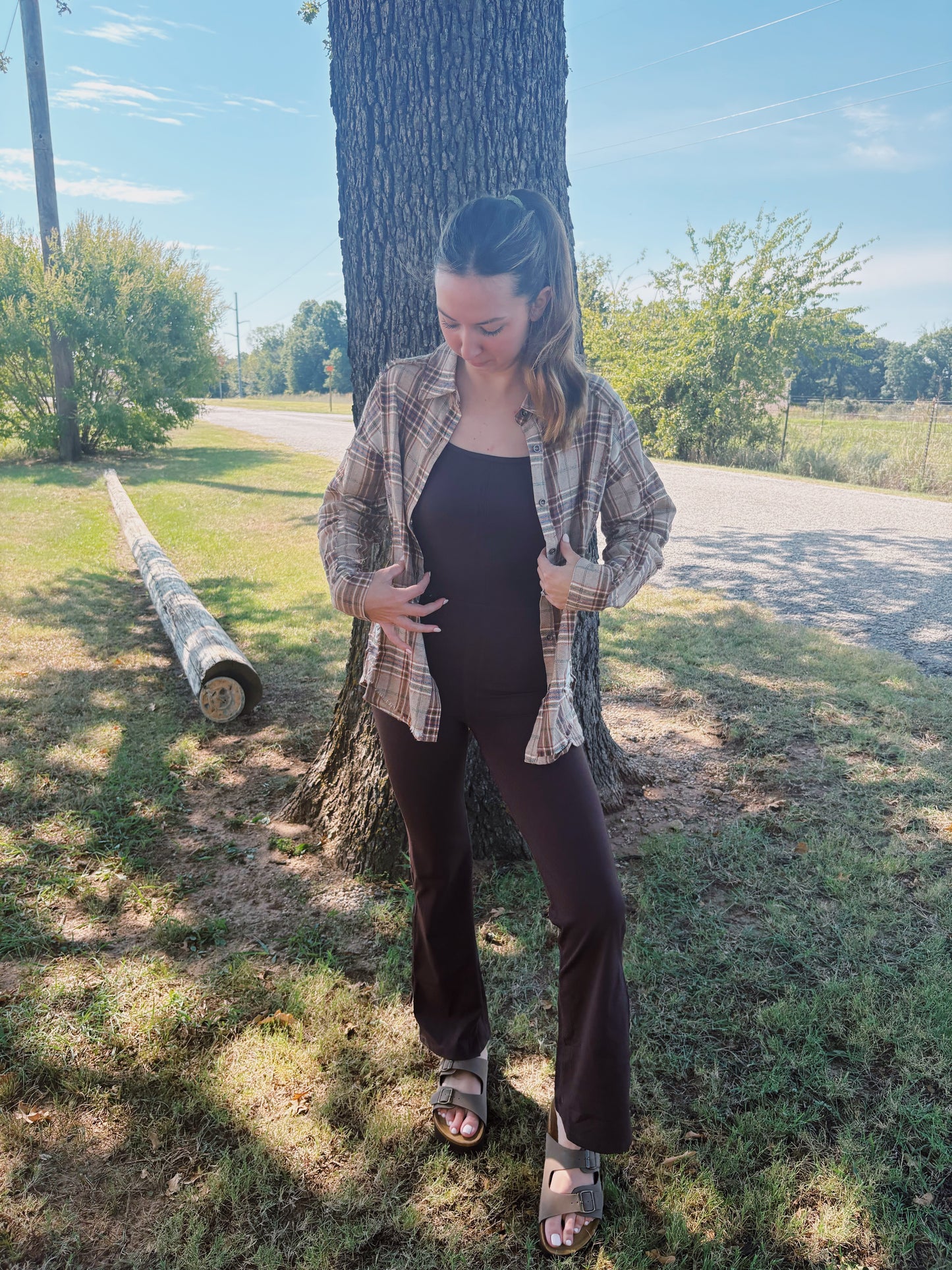 COFFEE RUN FLARED JUMPSUIT