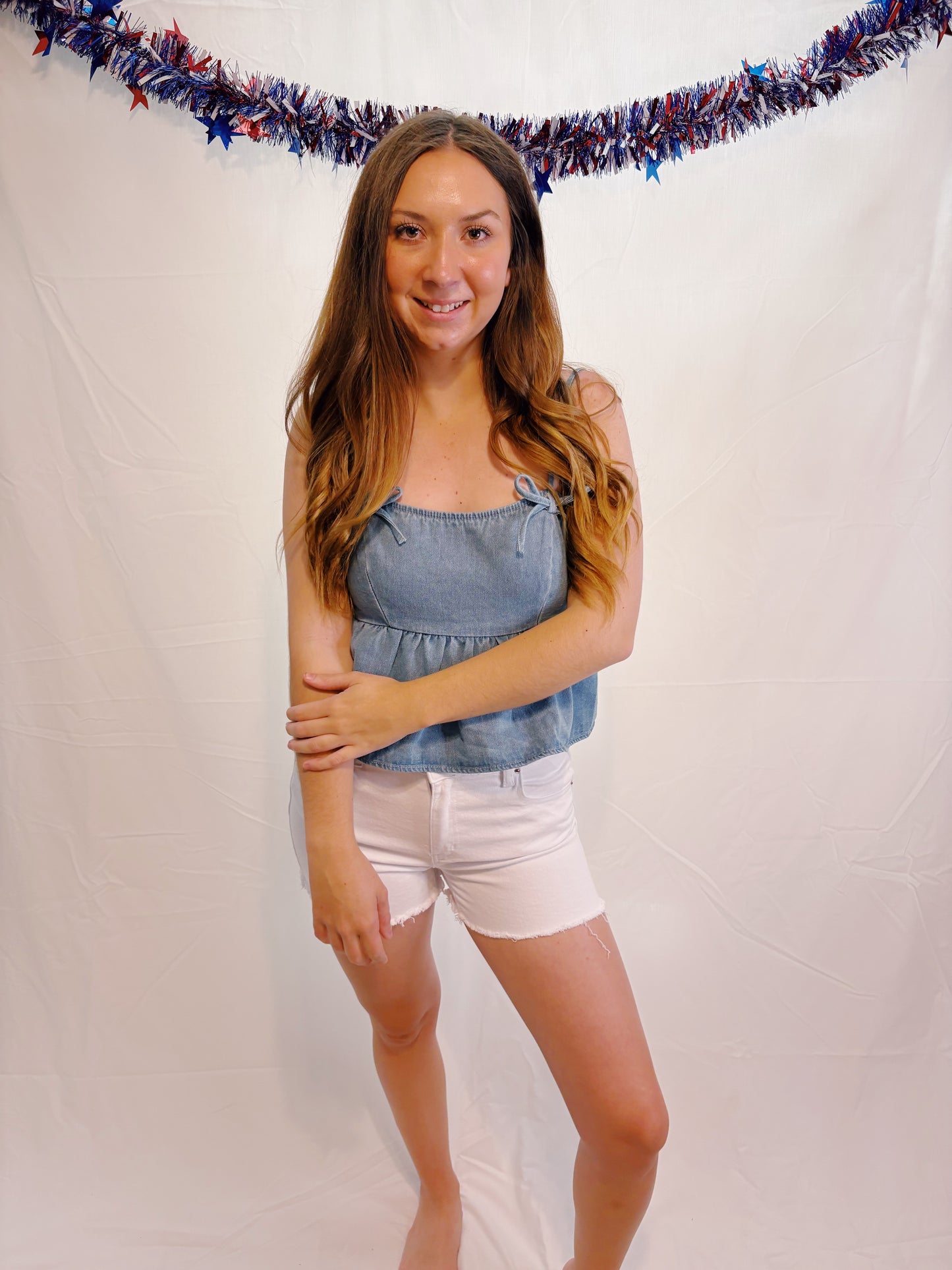 All American Bow Denim Top