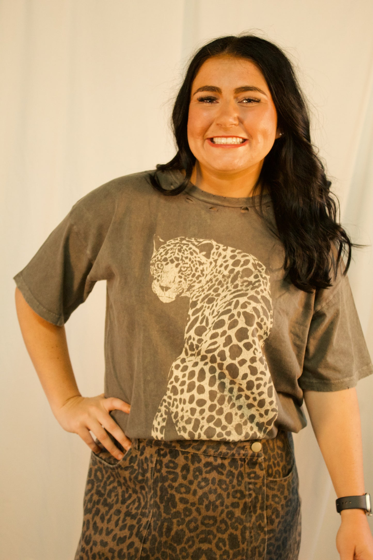 WILD ONE OVERSIZED CHEETAH TEE - TAN