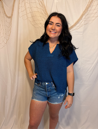 The Sylvie Sweater Top - BLUE