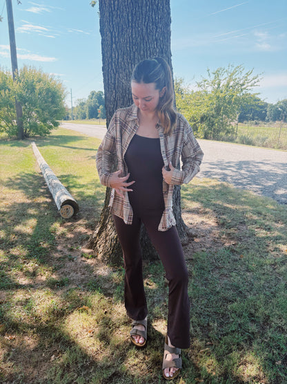 COFFEE RUN FLARED JUMPSUIT
