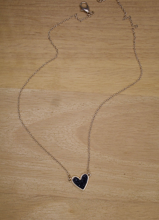 Harlee Heart Necklace BLK