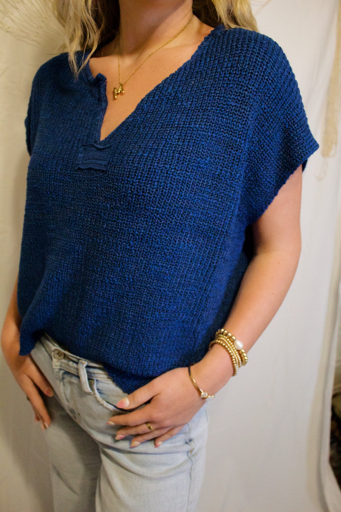 The Sylvie Sweater Top - BLUE