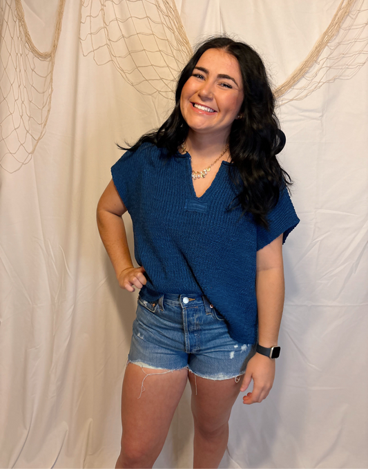The Sylvie Sweater Top - BLUE