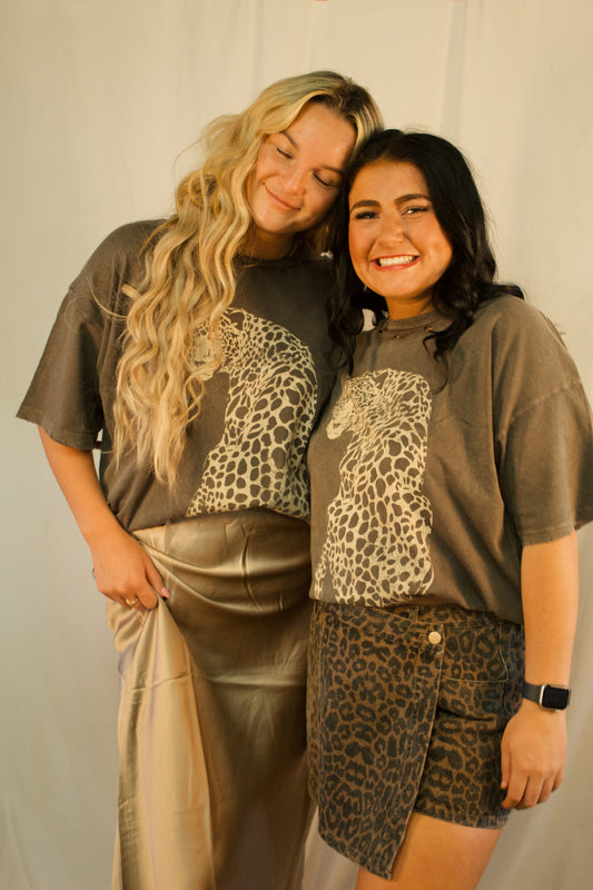 WILD ONE OVERSIZED CHEETAH TEE - TAN
