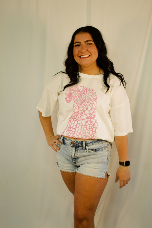 WILD ONE OVERSIZED CHEETAH TEE - PINK