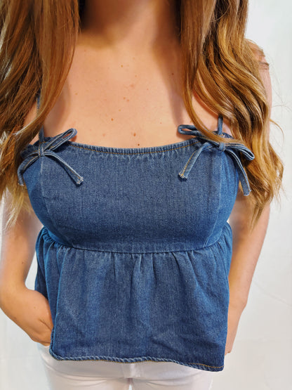 All American Bow Denim Top
