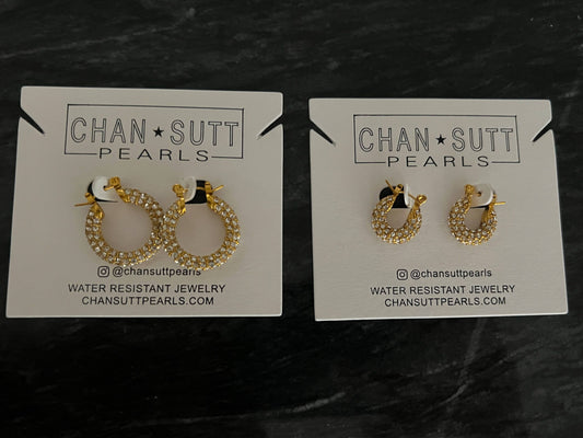 Gold Diamond Hoops